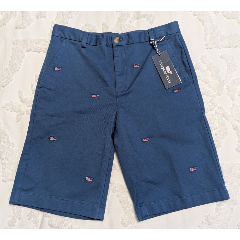 🐋 Vineyard Vines Boys Whale Embroidered Shorts NWT Size 18 – Moonshine Blue